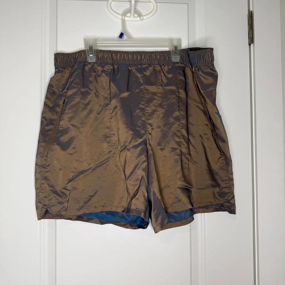 DSG 6" Men's Bronze Iridescent Nylon Zipper Pocket Athletic Shorts XL - Picture 3 of 8